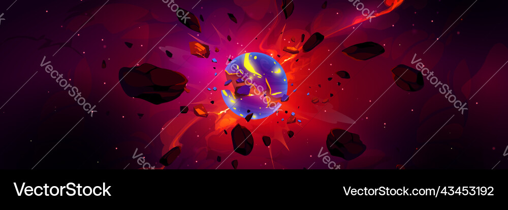 Planet explosion in outer space Planet explosion in outer space vector image