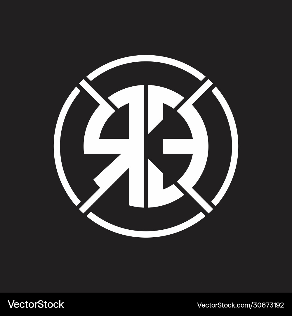Re logo monogram with four part circle slash Vector Image