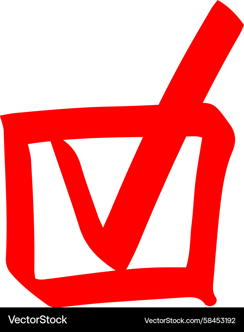 Red Checkmark in Square - Approval Mark Vector Image