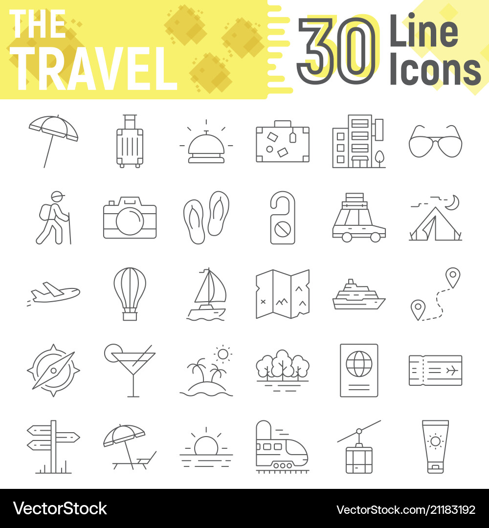Reise Dünne Linie Symbol gesetzt Tourismus-Symbole Reise Dünne Linie Symbol gesetzt Tourismus-Symbole vektorbild
