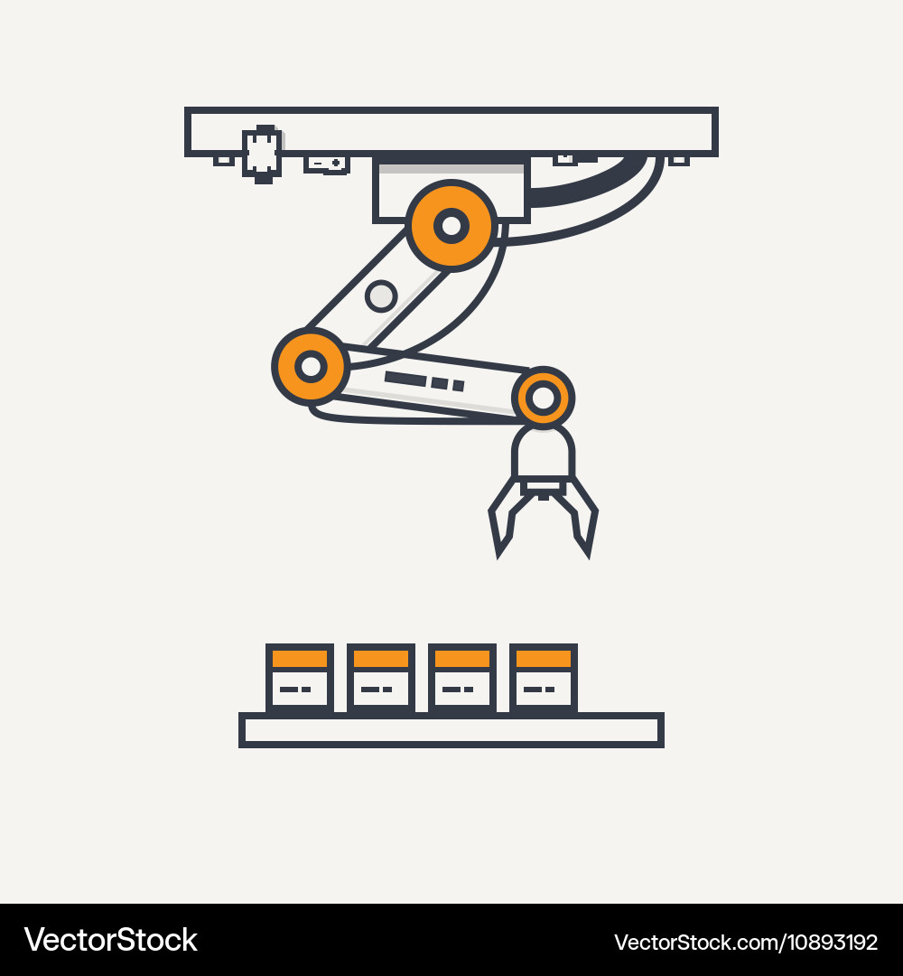 Robotic Arm Icon - Factory Automation vector image