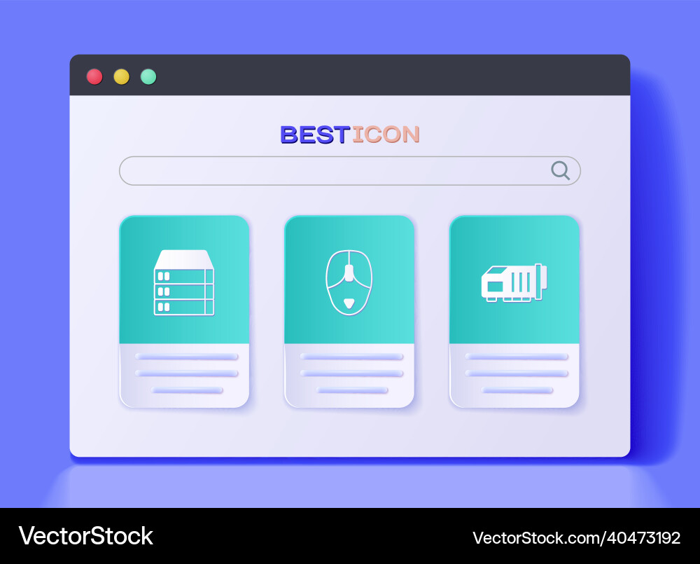 Set computer mouse server data web hosting Set computer mouse server data web hosting vector image