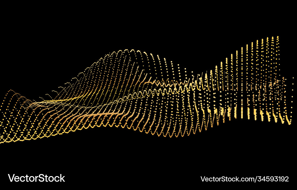 Sound wave from node gold interface big data flow Sound wave from node gold interface big data flow vector image