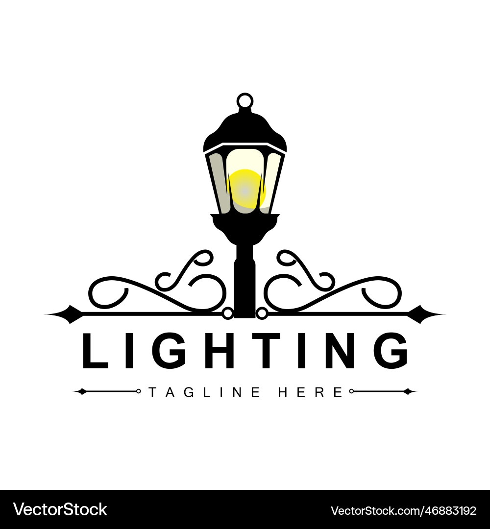 Street lamp logo lantern lighting classic Street lamp logo lantern lighting classic vector image