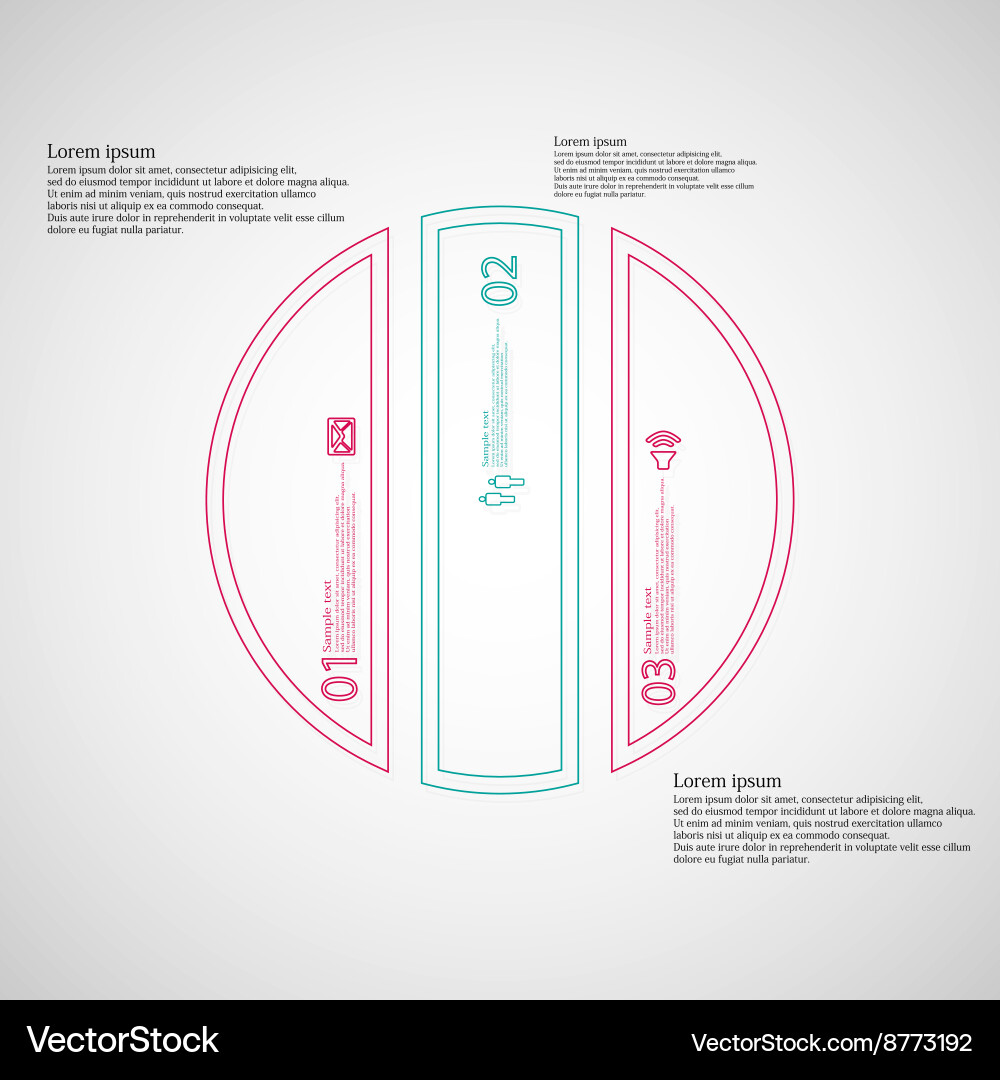 Template with circle vertically divided to three Vector Image