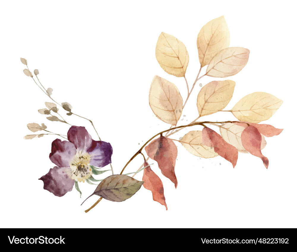 Watercolor arrangement with bright autumn vector image