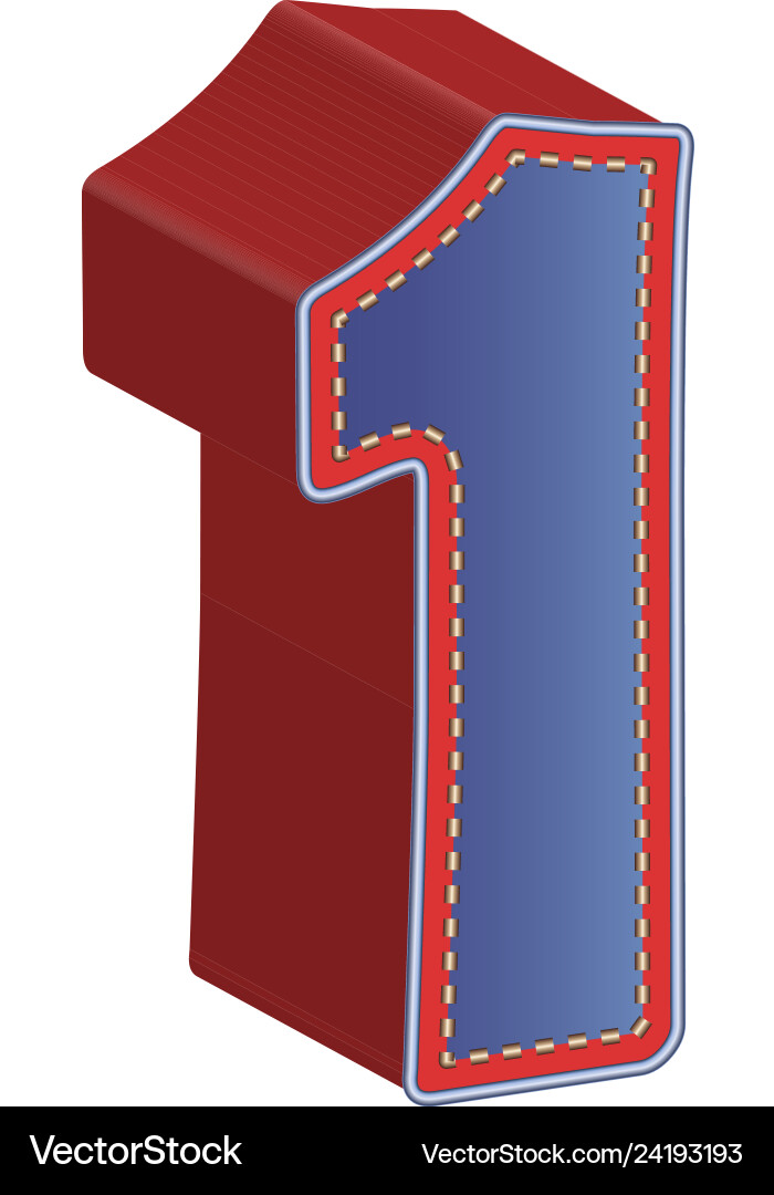 3d number one of font 3d number one of font vector image