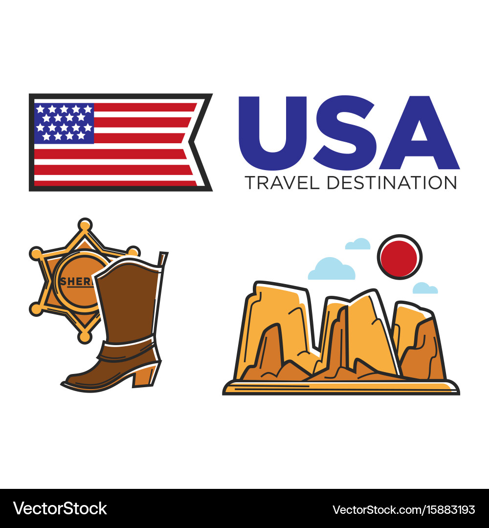Amerikanische Reise-Symbole vektorbild