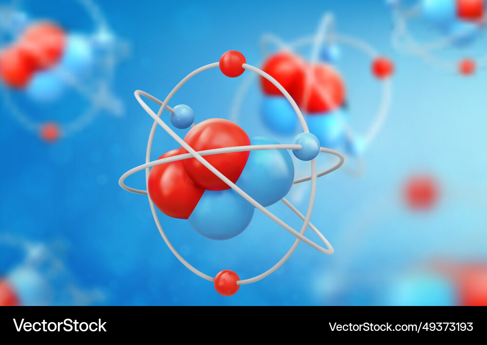 Atom close up realistic 3d with the effect low vector image