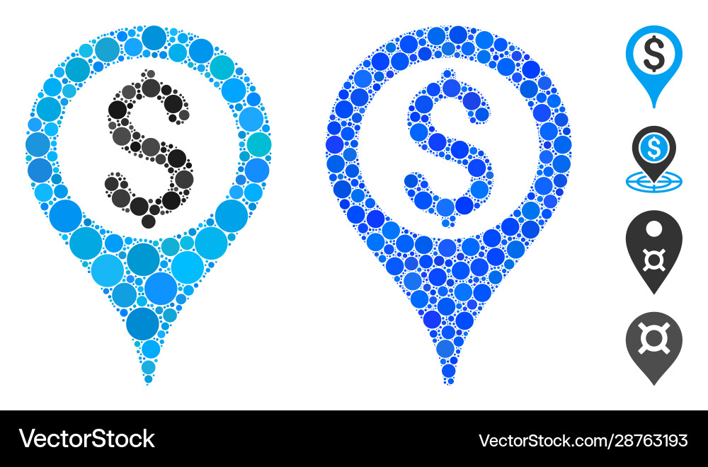 Bank map pointer composition icon round dots Bank map pointer composition icon round dots vector image