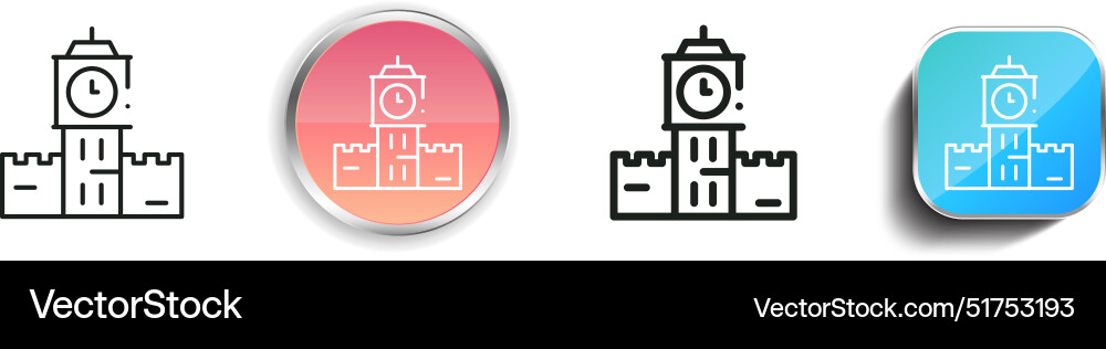 Big ben icon thin linear regular and button style Big ben icon thin linear regular and button style vector image