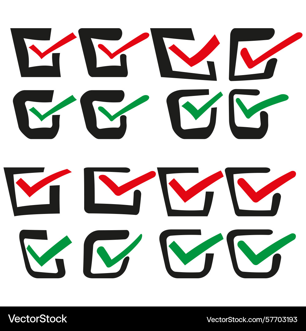 Checkbox tick icons red green marks square Checkbox tick icons red green marks square vector image