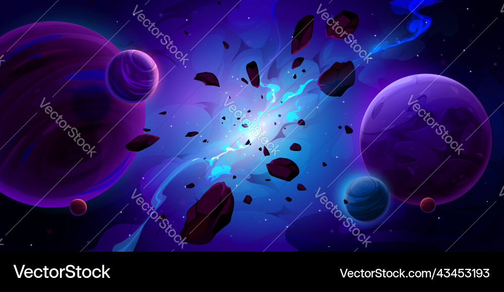 Cosmic Explosion with Planets Vector Image