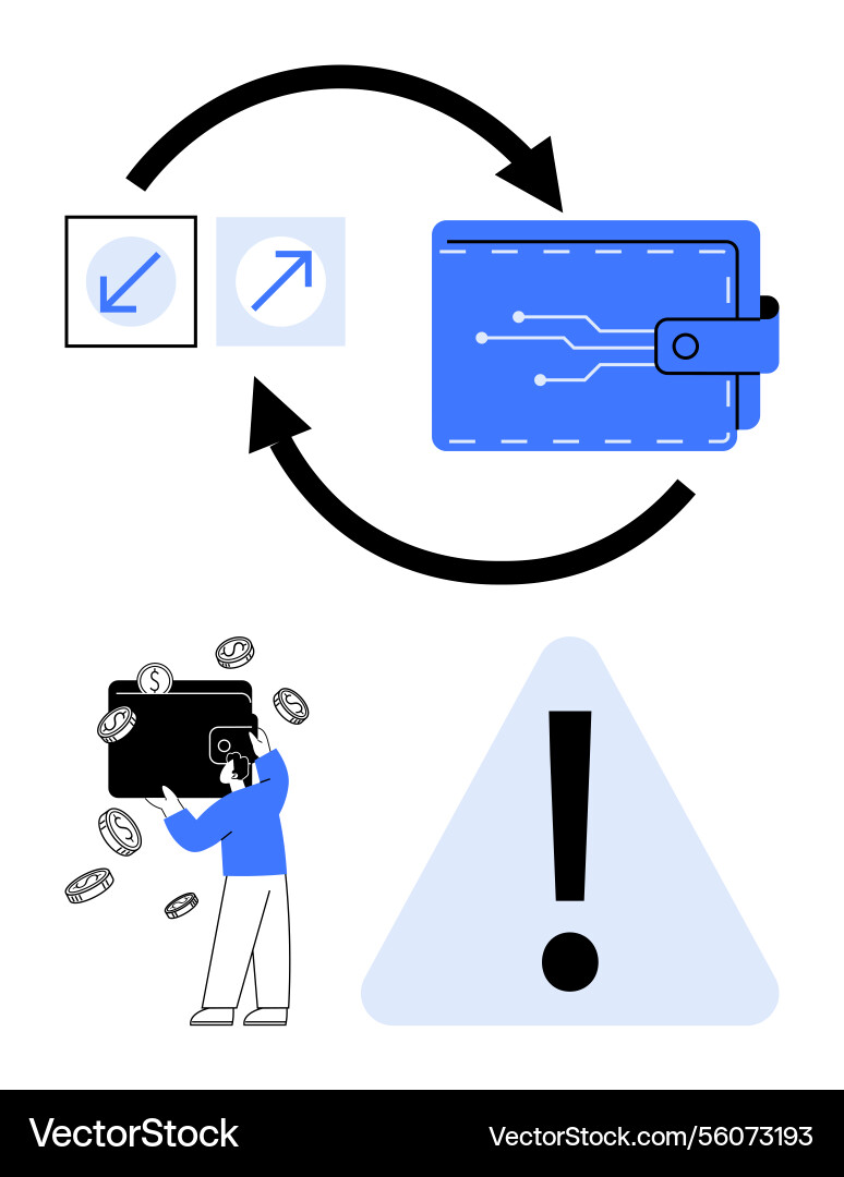 Digital wallet transactions with arrows Digital wallet transactions with arrows vector image