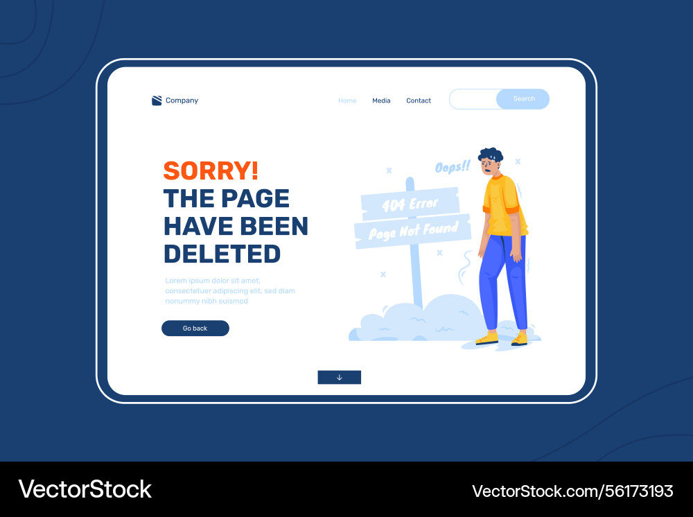 Error message 404 page not found on landing Error message 404 page not found on landing Vector Image