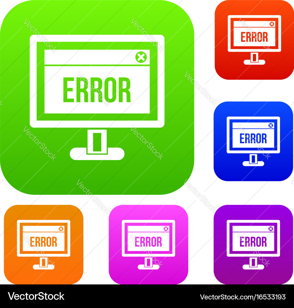 Error sign on a computer monitor set collection vector image