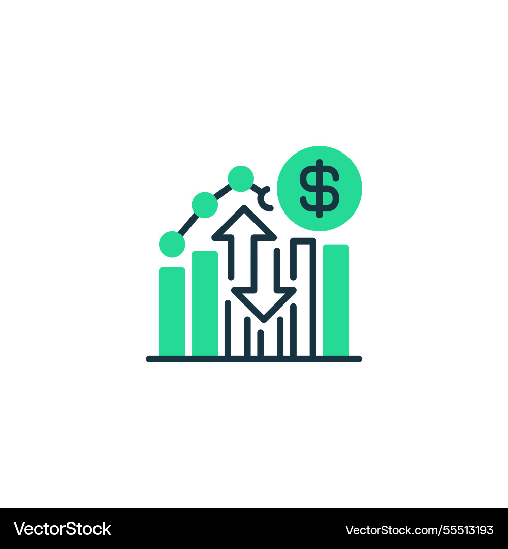 Exchange graph two tone color icon linear style Vector Image