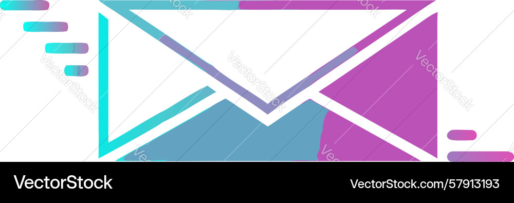 Gradient email envelope with horizontal lines vector image