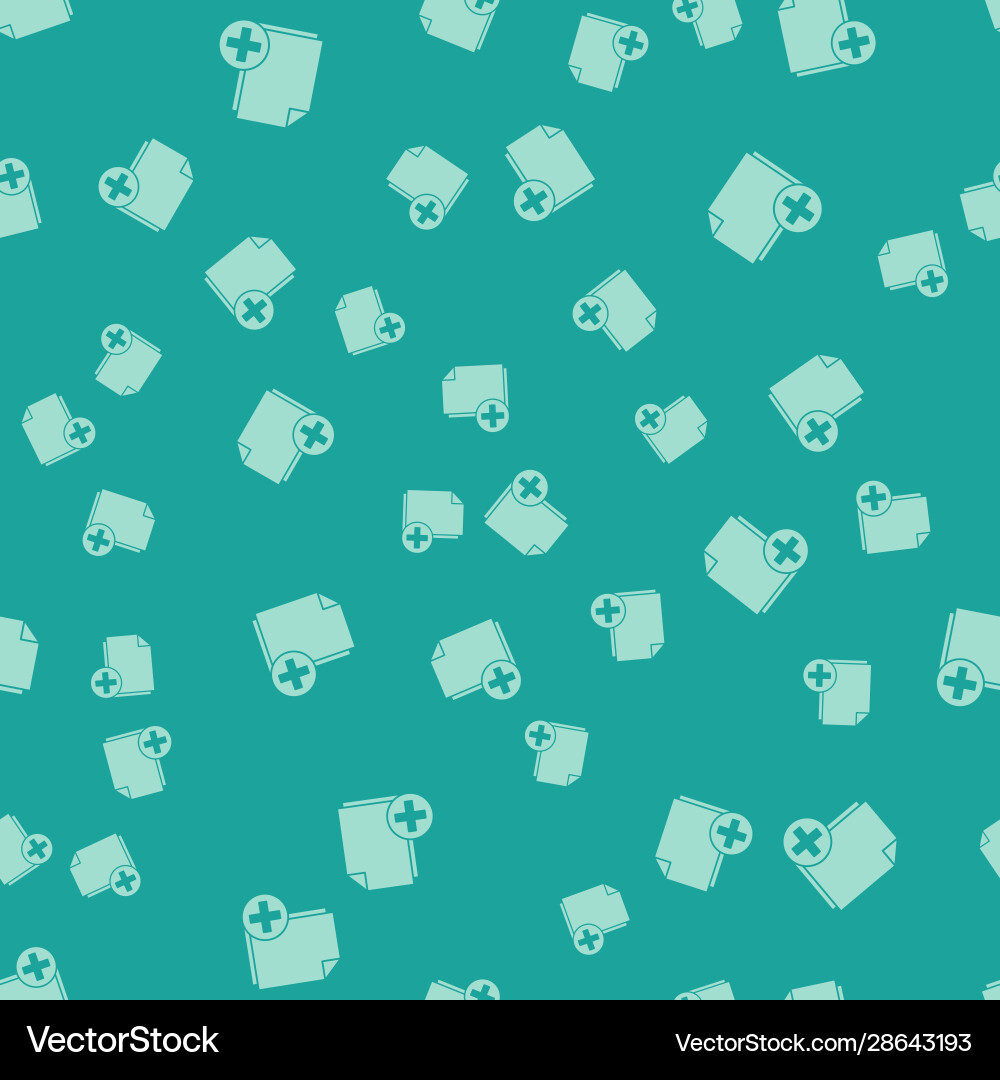 Green add new file icon isolated seamless pattern Green add new file icon isolated seamless pattern vector image