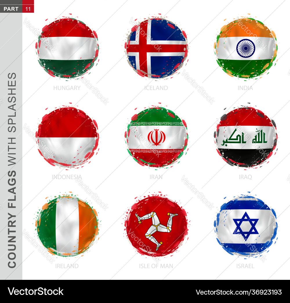Grunge Flag Collection with Splashes Vector Image