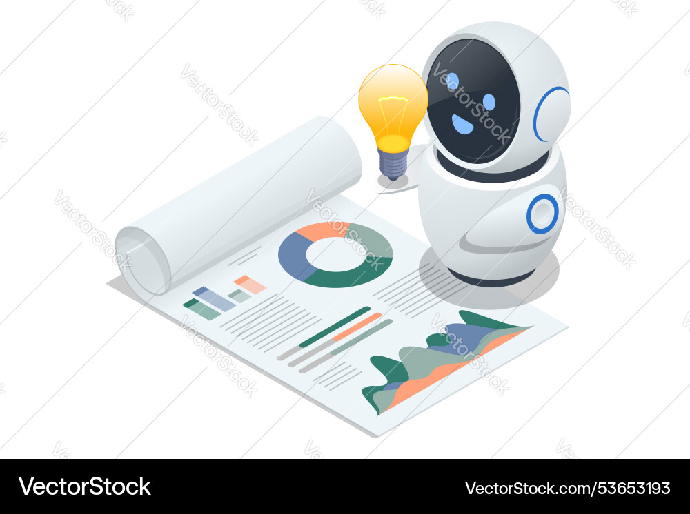 Isometric generative bot for creating ideas Isometric generative bot for creating ideas vector image
