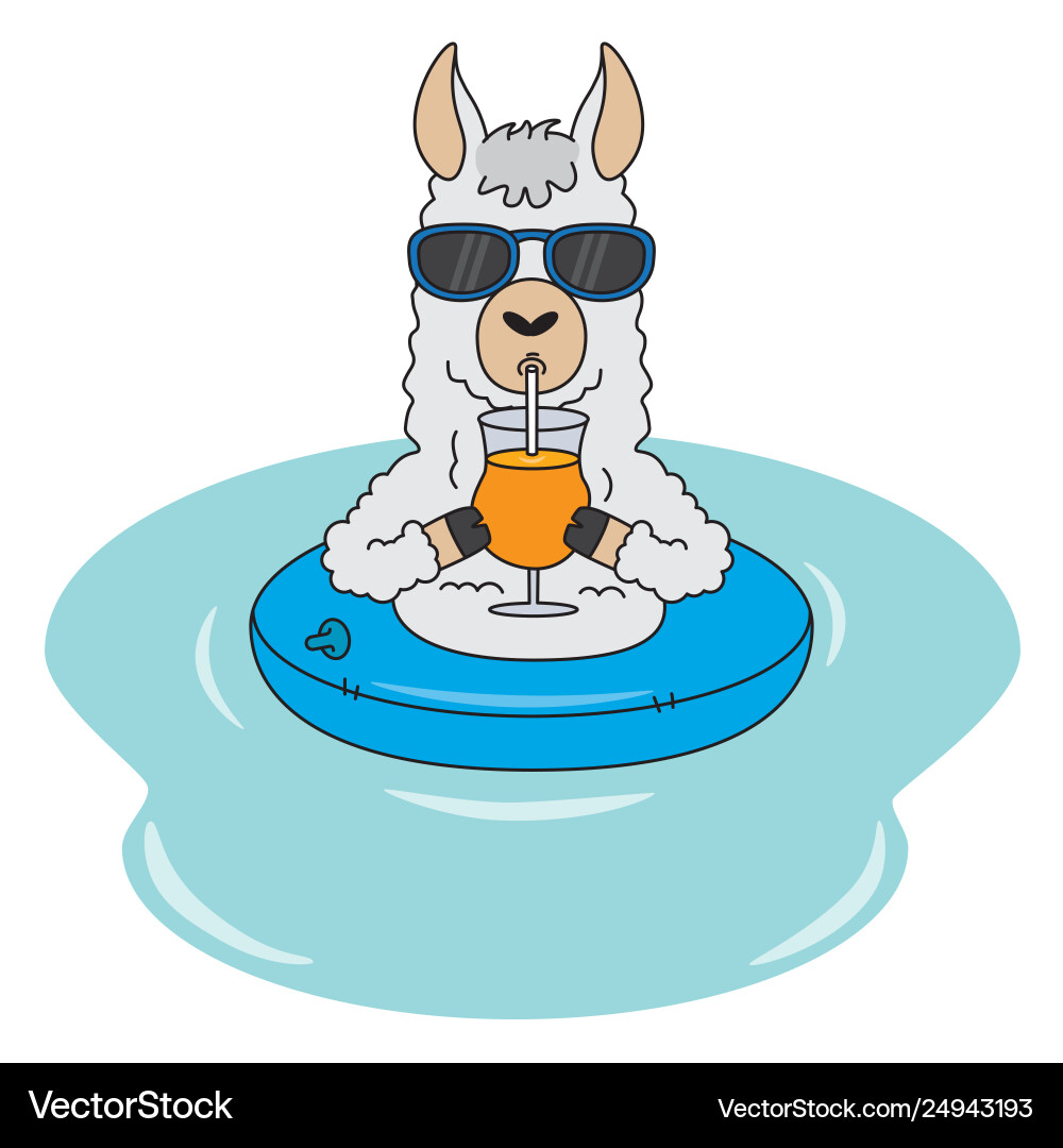 Llama with Sunglasses and Drink Vector Image