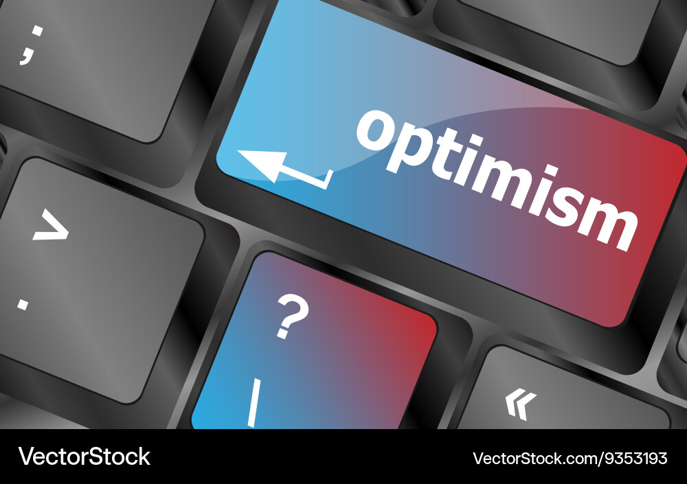 Optimism button on the keyboard close-up vector image