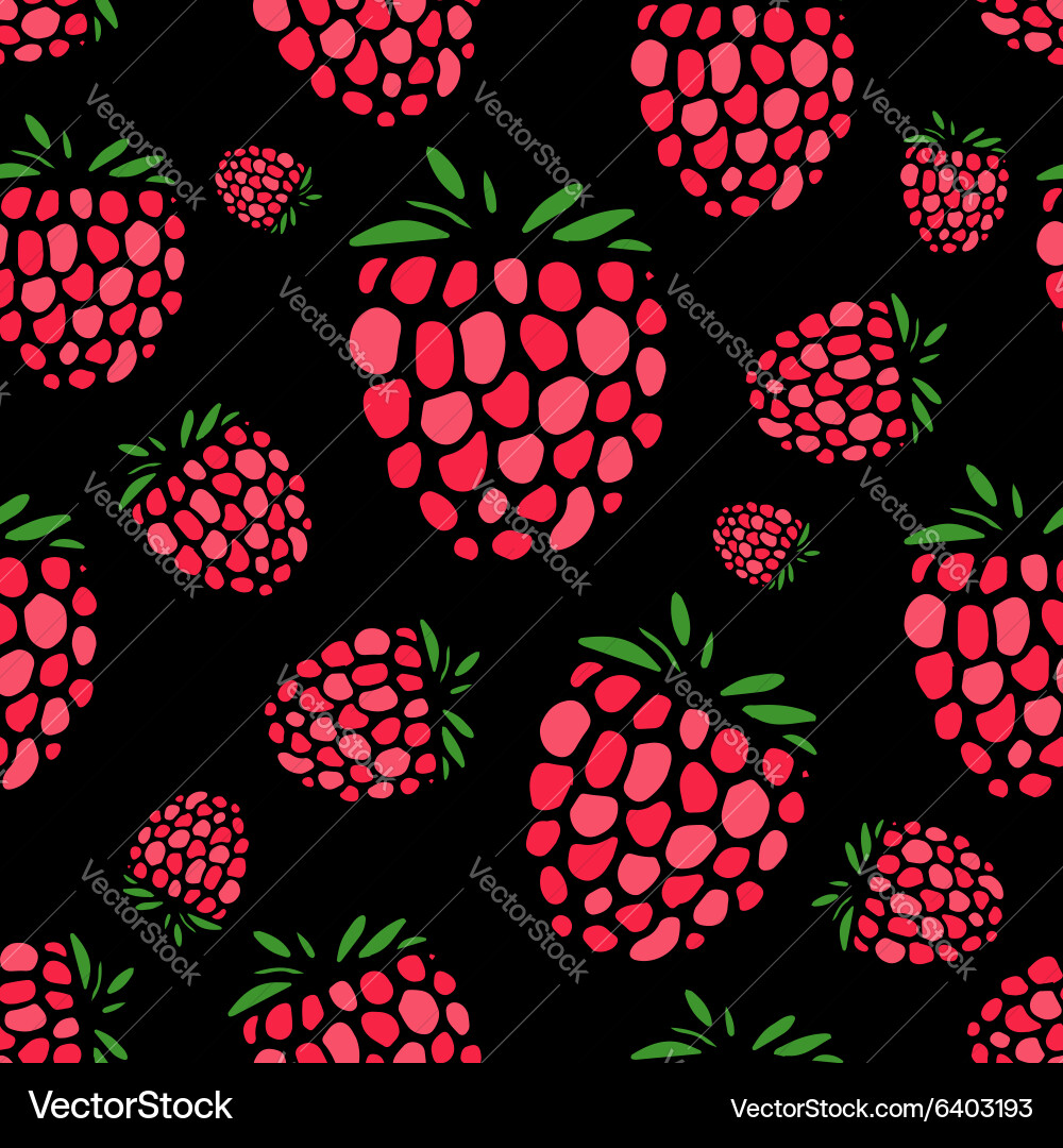 Raspberry Seamless Pattern vector image