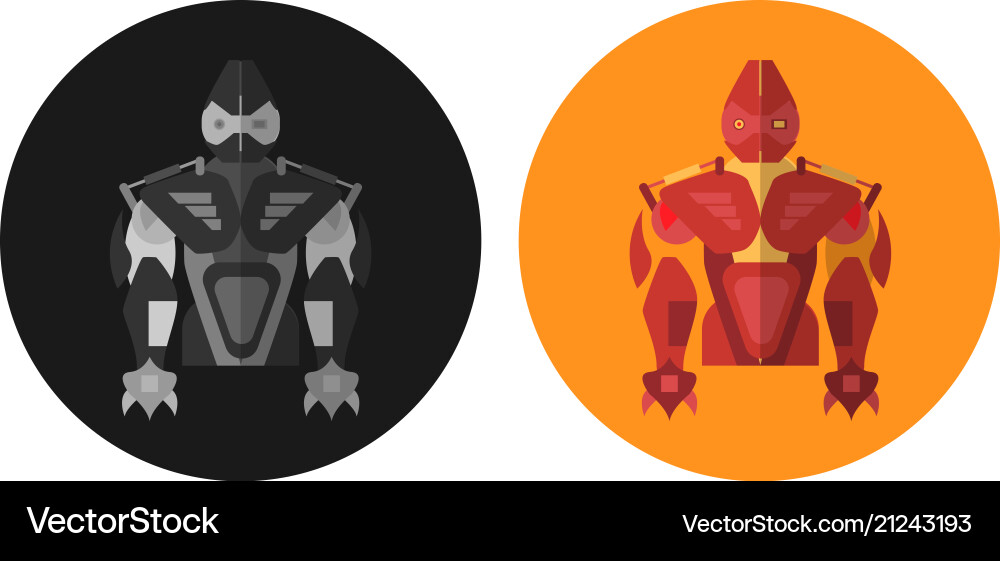 Robot in two forms the style of flat Robot in two forms the style of flat vector image