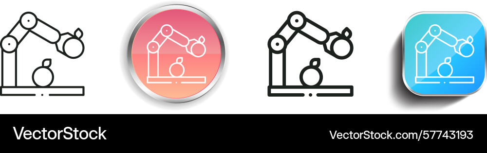 Robotic arm icon thin linear regular and button vector image