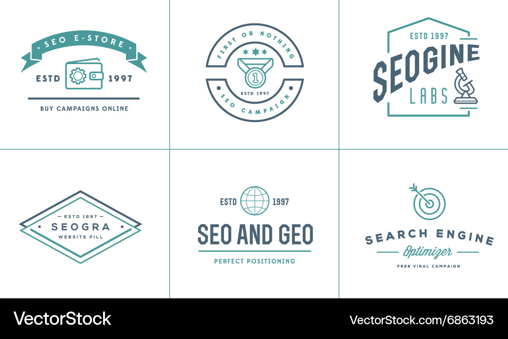 Set of seo search engine optimisation elements vector image