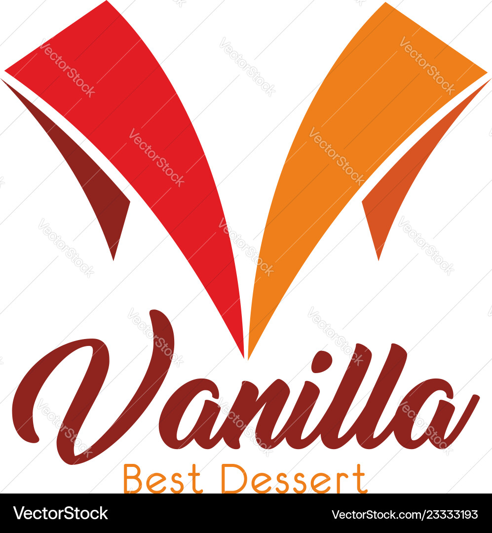 Vanilla dessert patisserie letter v icon vector image