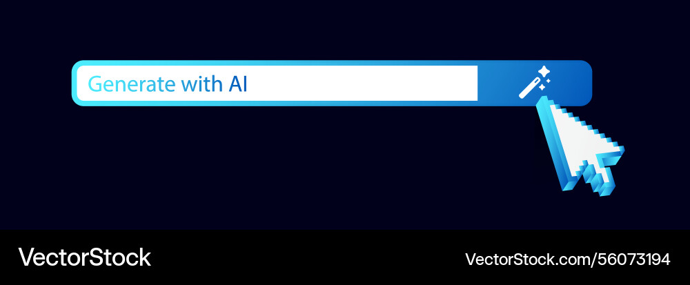 Ai technology icon button with cursor clicking Vector Image