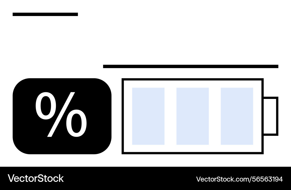 Battery level indicator with percentage display Battery level indicator with percentage display vector image
