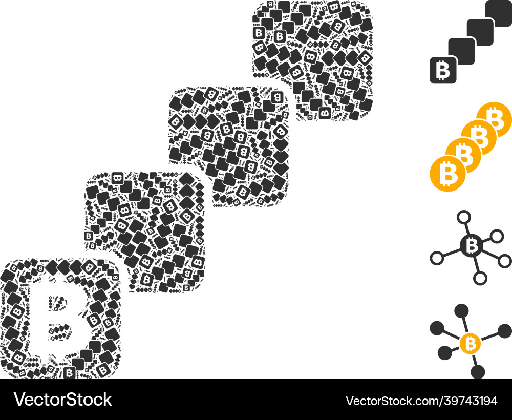 Bitcoin blockchain icon recursion composition Bitcoin blockchain icon recursion composition vector image