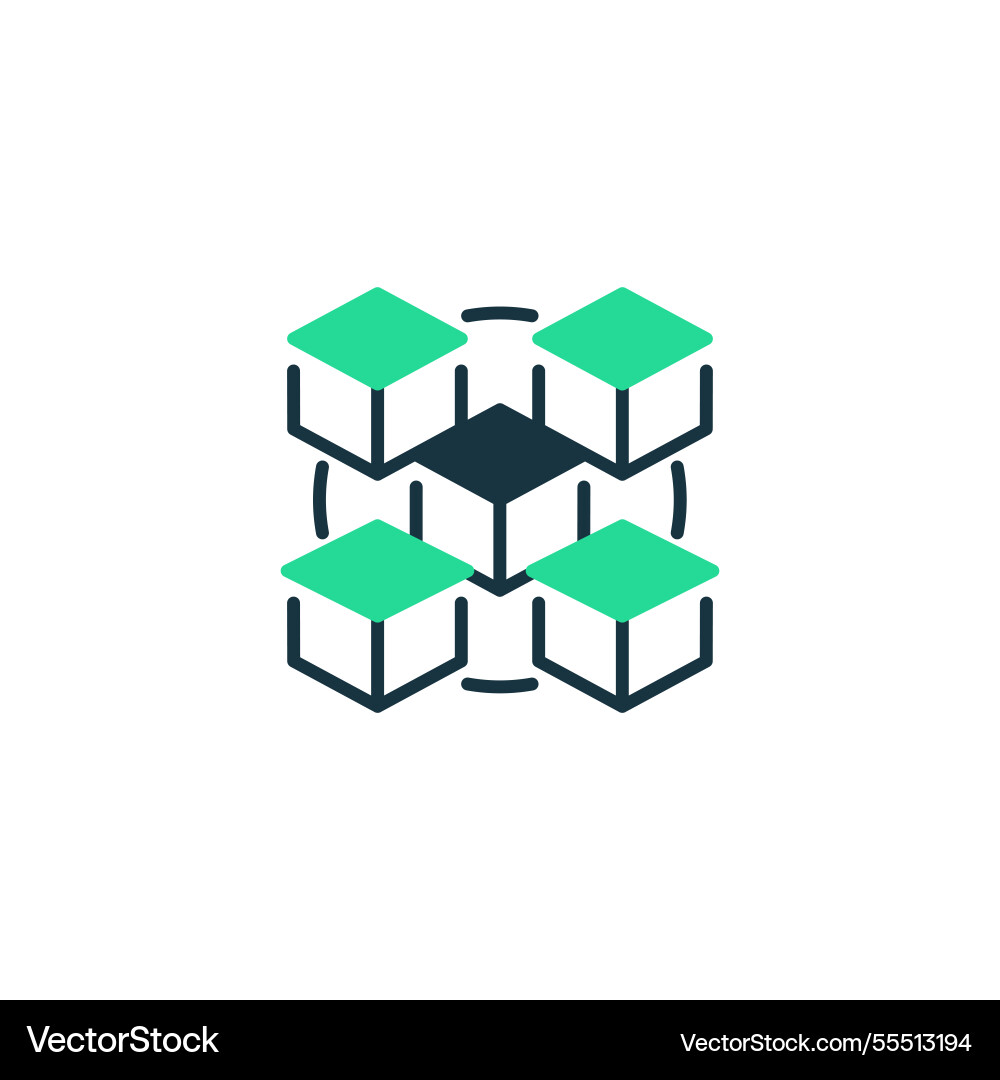 Blockchain network two tone color icon linear Blockchain network two tone color icon linear vector image