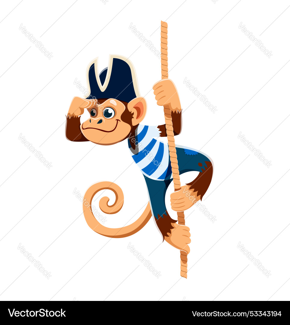 Cartoon Affen Tier Piratenkabine Jungen Charakter Cartoon Affen Tier Piratenkabine Jungen Charakter vektorbild