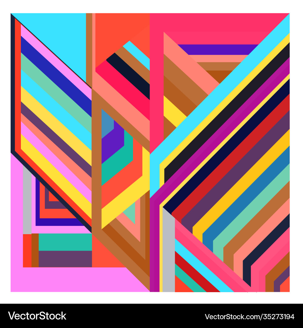 Colorful geometric and curve background pattern vector image