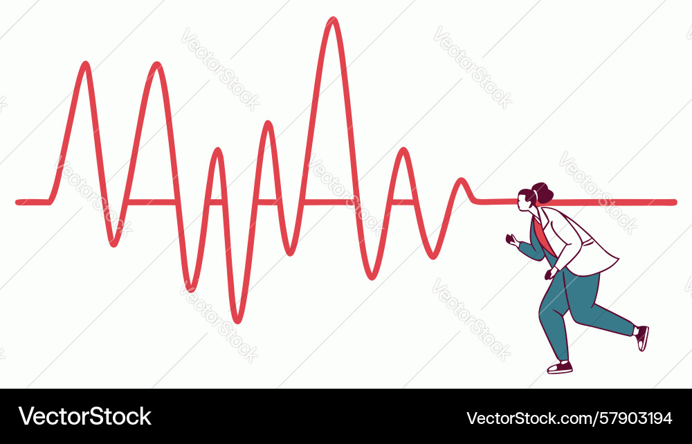 Dynamic runner with heartbeat pulse line design Vector Image