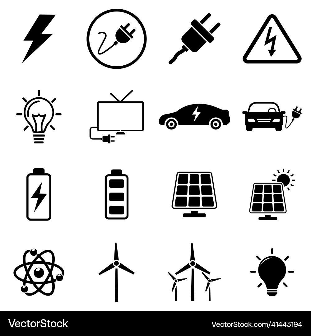Energy and ecology icons electric icon set Energy and ecology icons electric icon set vector image