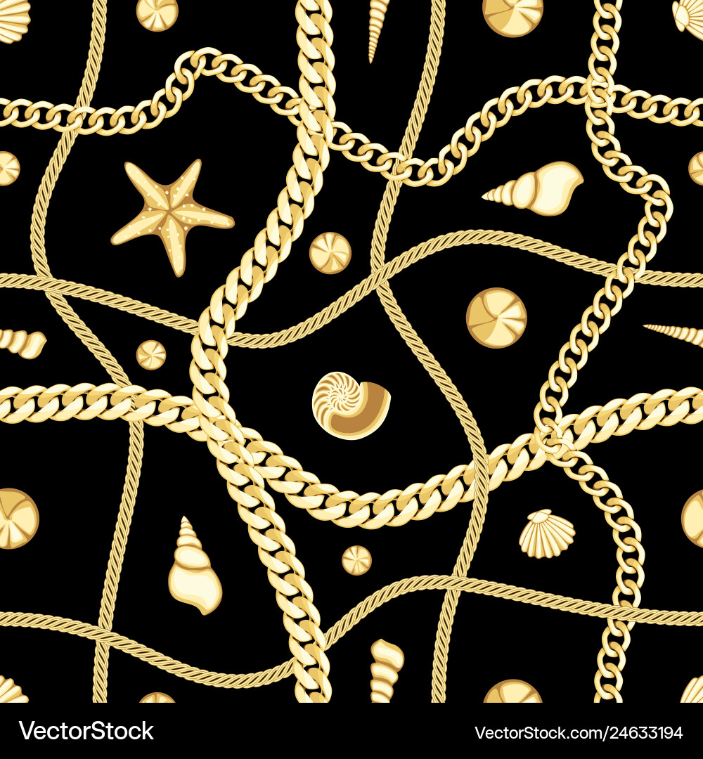 Golden Seashell Check Pattern vector image