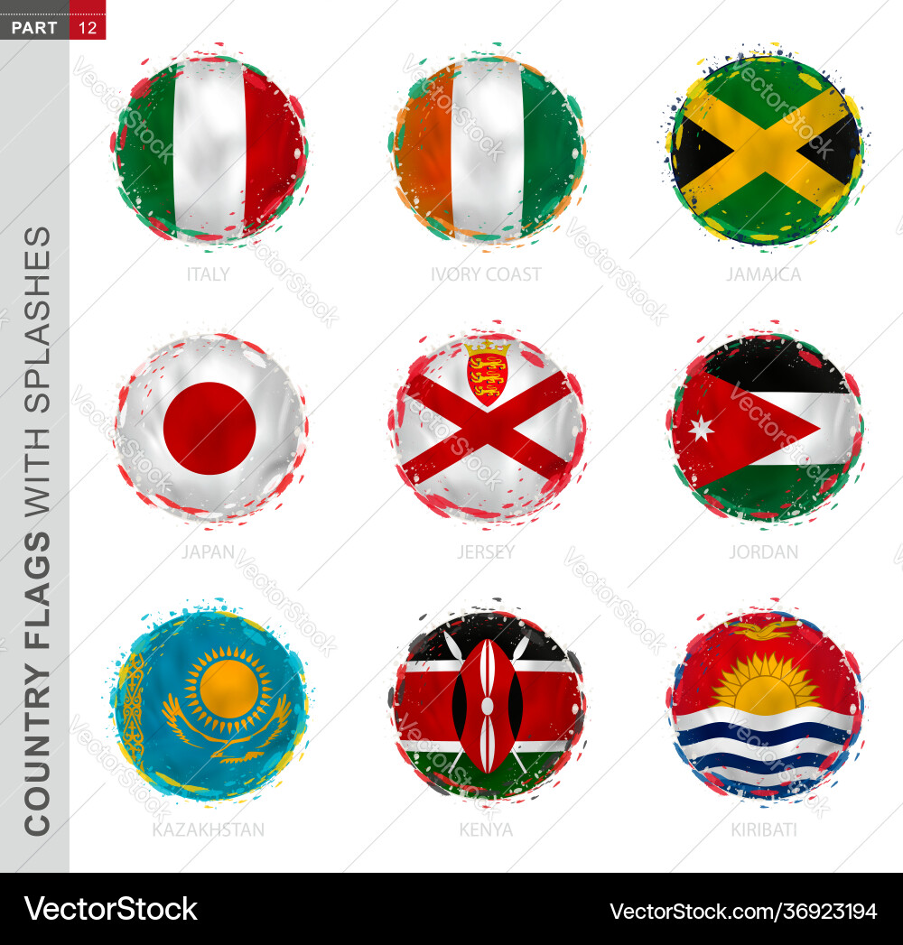 Grunge Flag Collection with Splashes Vector Image