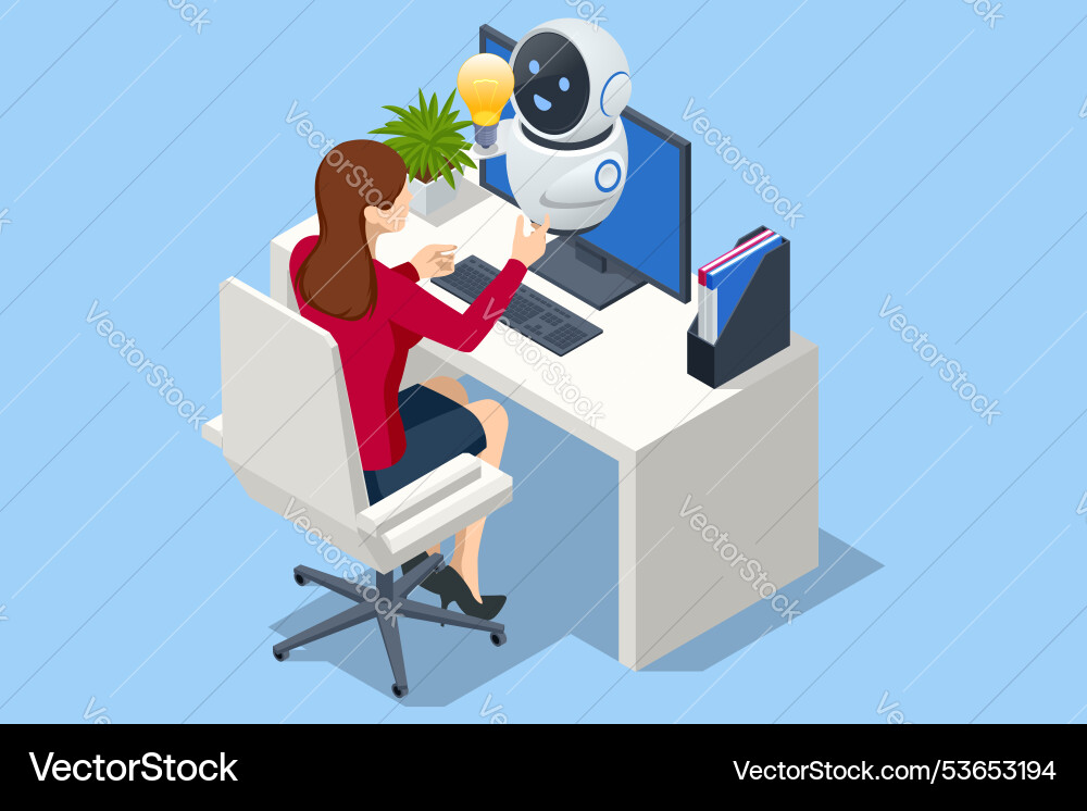 Isometric generative bot for creating ideas Vector Image