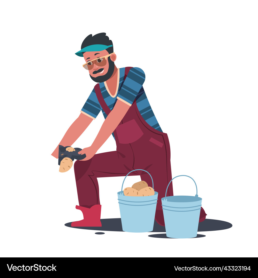 Landwirtschaftliche Arbeit Cartoon Farmer Charakter Landwirtschaftliche Arbeit Cartoon Farmer Charakter vektorbild