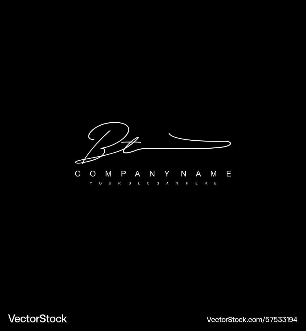Minimal signature logo design with bt initials Minimal signature logo design with bt initials Vector Image