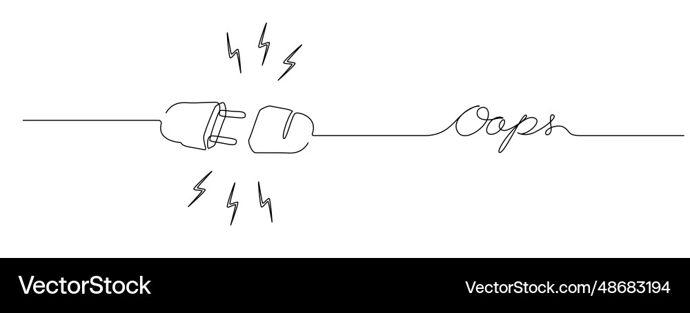 One continuous line drawing of plug and socket One continuous line drawing of plug and socket Vector Image