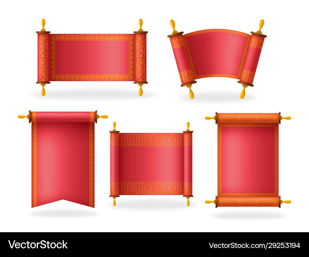 Red Scrolls with Ornamental Patterns vector image