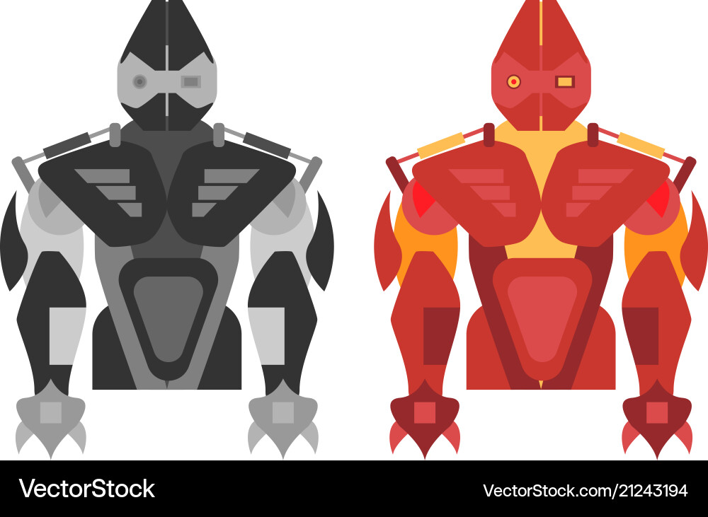 Robot in two forms the style of flat Robot in two forms the style of flat vector image