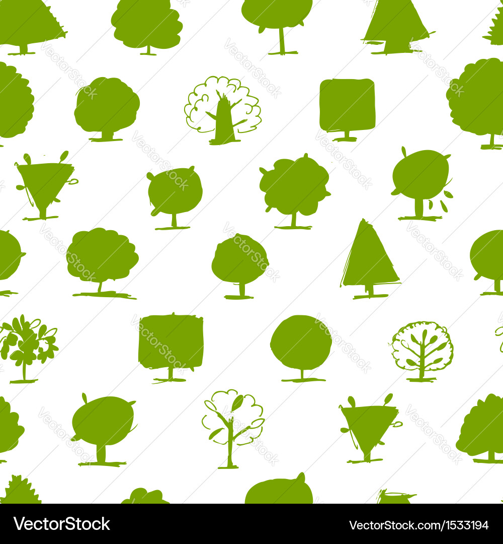 Seamless pattern doodle trees for your design Vector Image