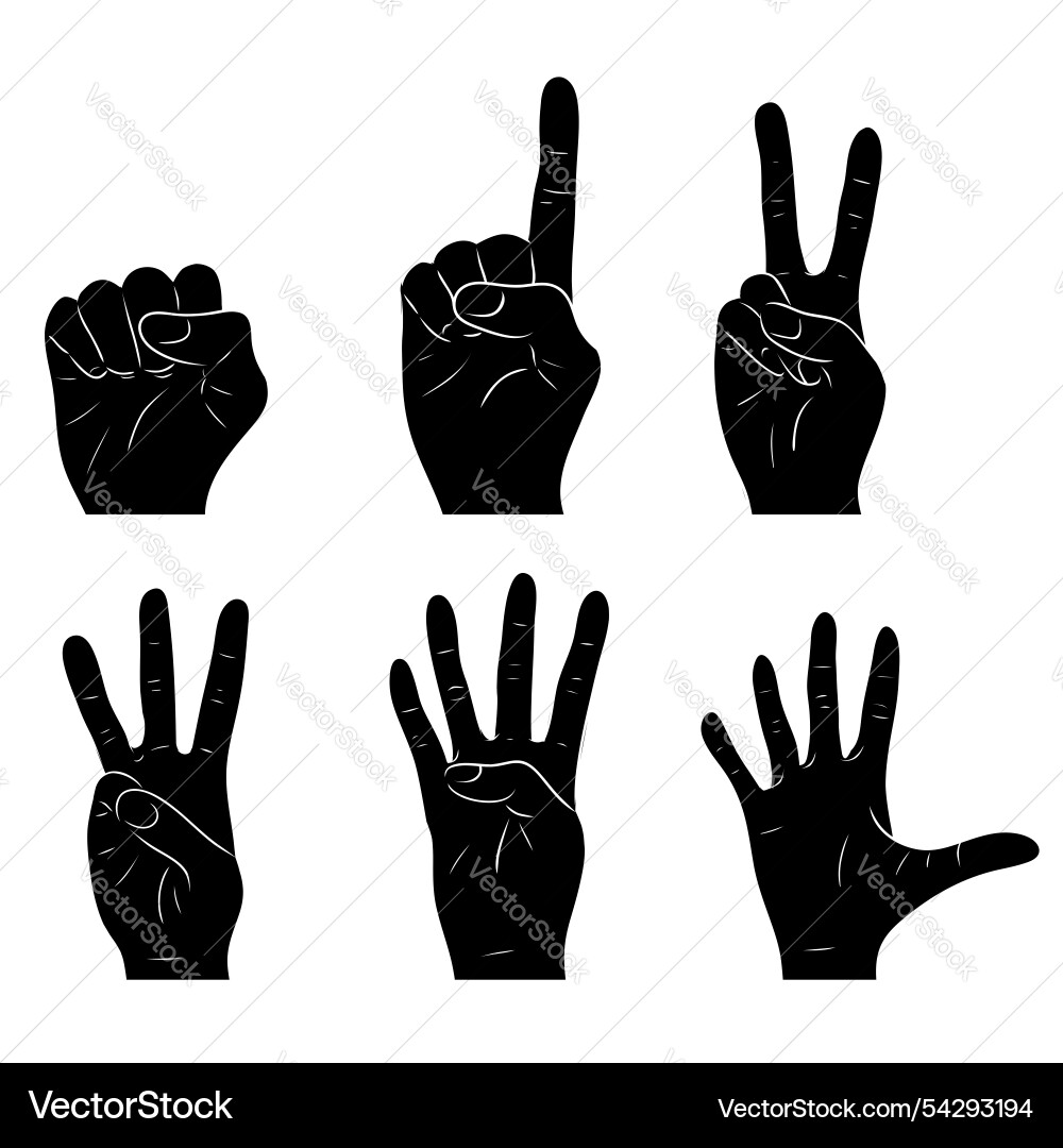 Set of counting on fingers from 1 to 5 Set of counting on fingers from 1 to 5 vector image